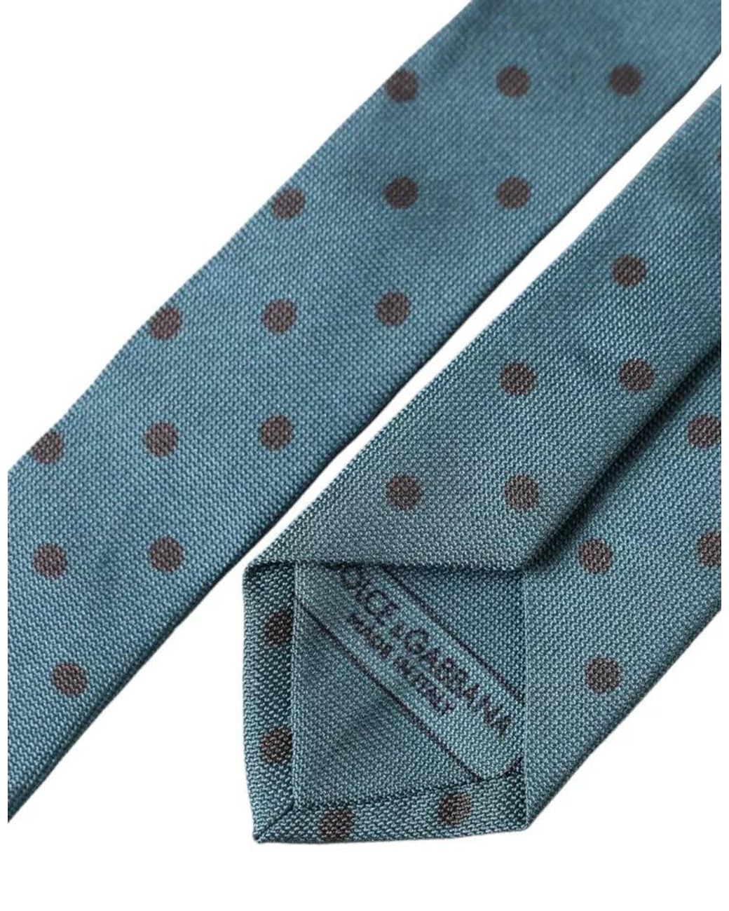 Dolce & Gabbana Blue Polka Dot Silk Tie Classic Style for men