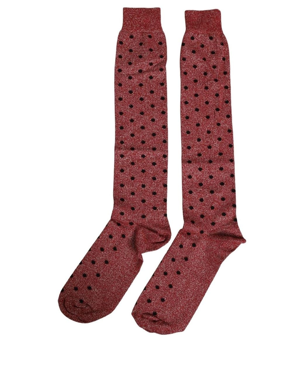 Dolce & Gabbana Red Maroon Polka Dot Over The Calf Accessory Socks for men