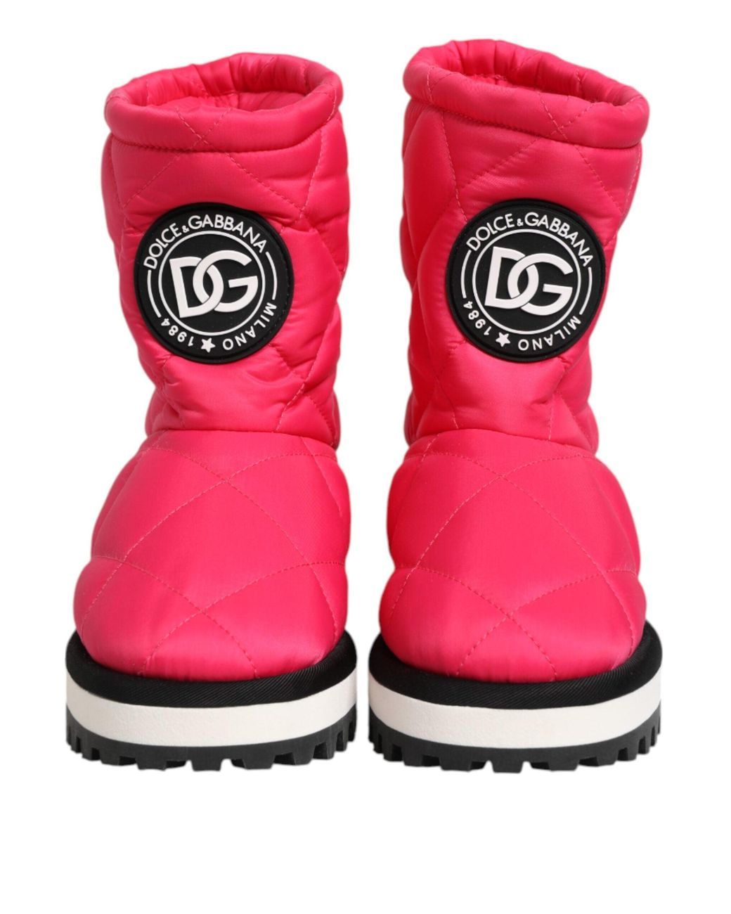 Dolce & Gabbana Pink White Viscose Padded Mid Calf Boots Shoes