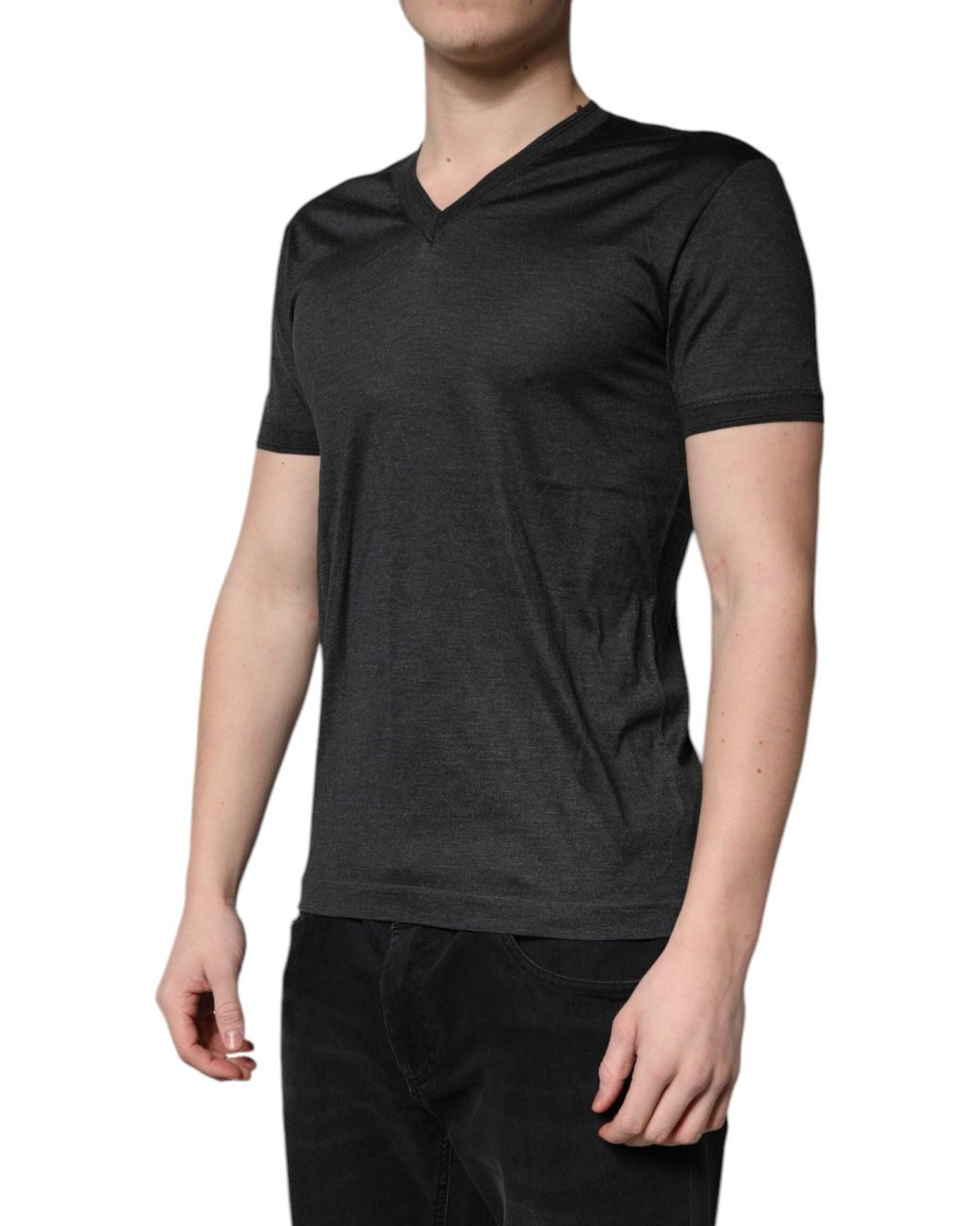 Dolce & Gabbana Black Vneck Short Sleeve Tshirt for men