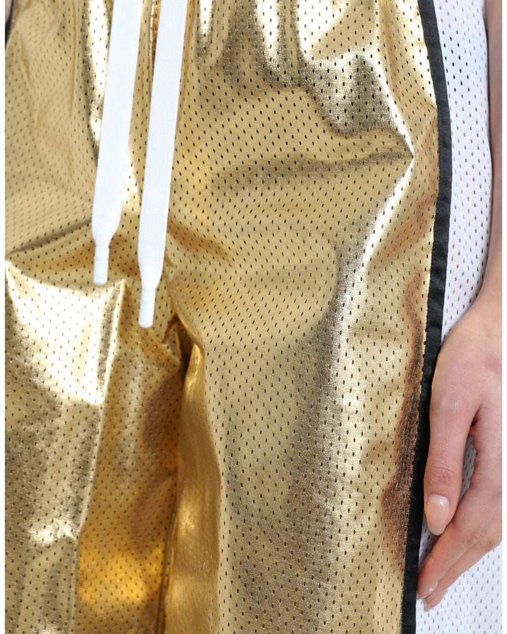 Dolce & Gabbana Natural Polyester Perforated High Waist Shorts