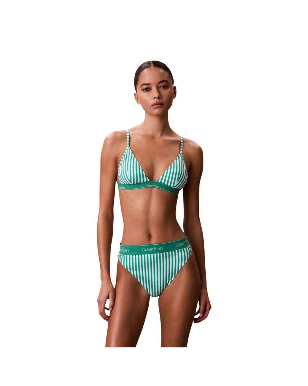 Calvin Klein Green Bicolor Recycled Polyester Bikini