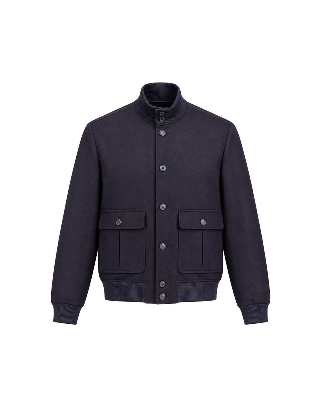 AUTORE Blue Virgin Wool Bomber for men
