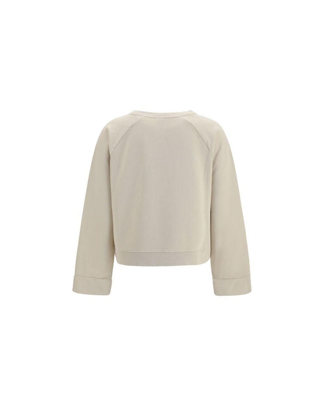 Pinko White Beige Cotton Sweatshirt