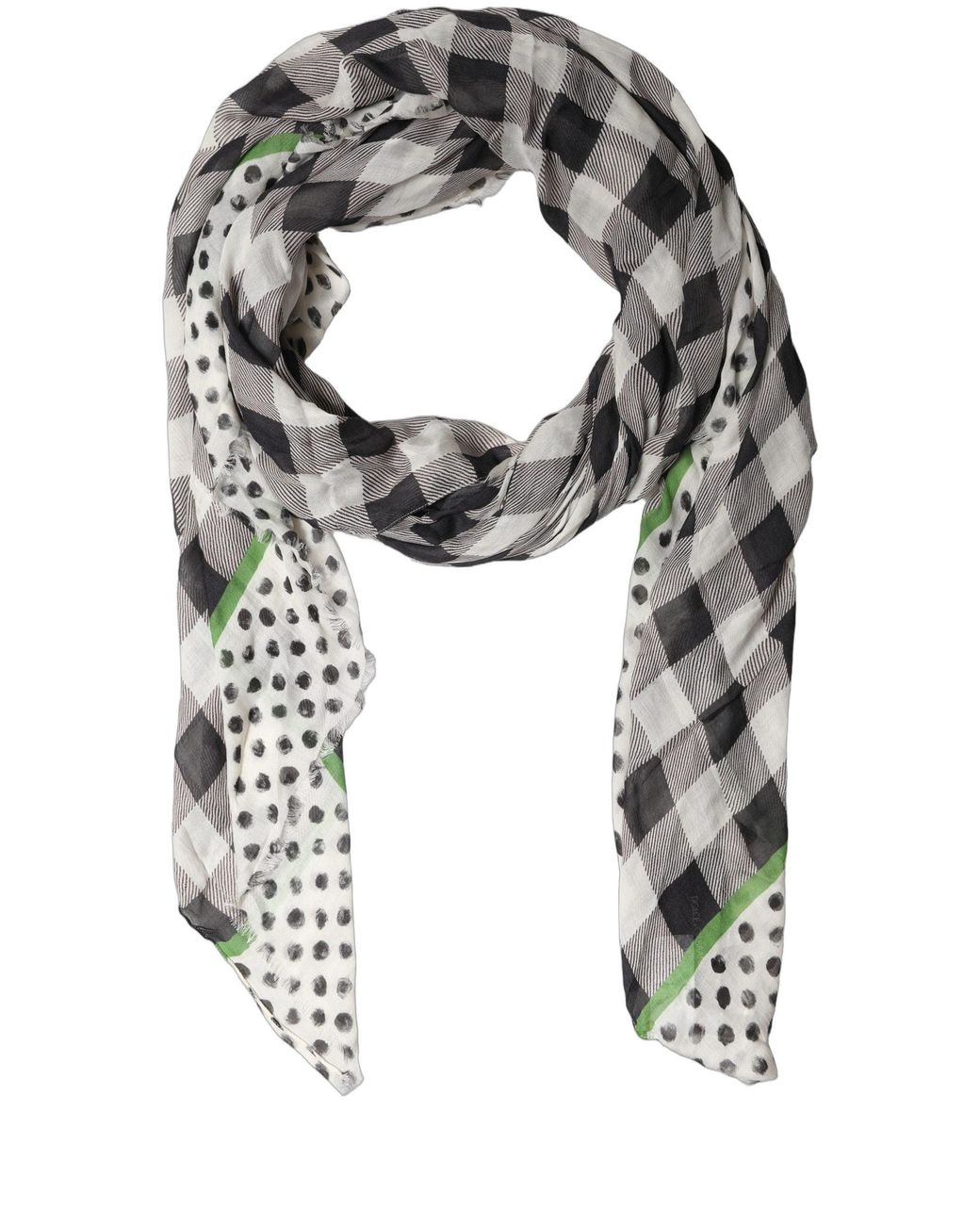 Dolce & Gabbana Gray Black White Napoli Modal Check Shawl Scarf