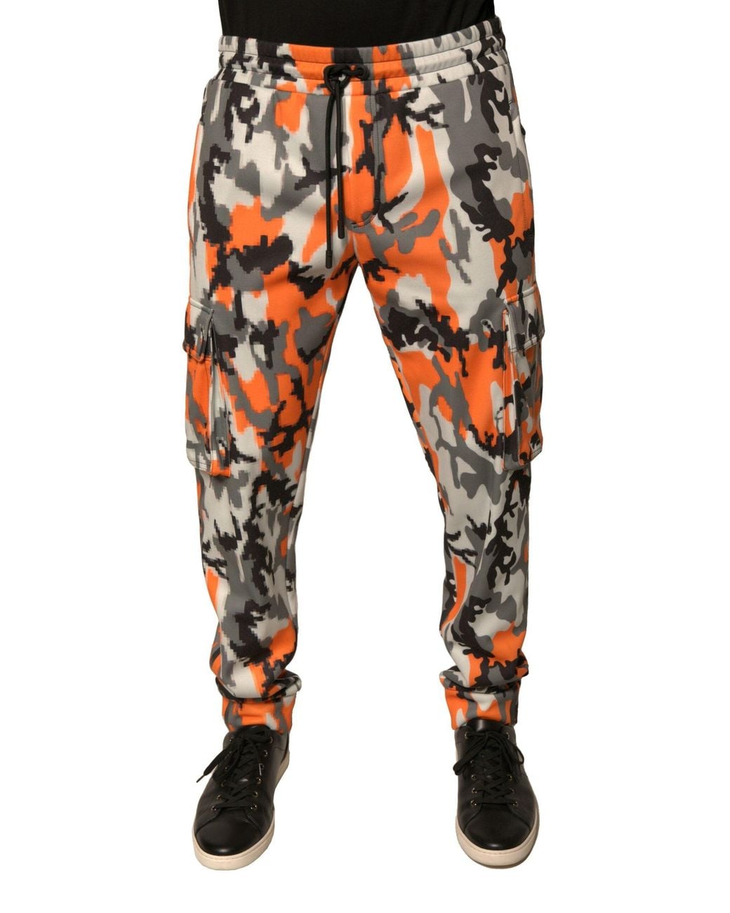 Dolce & Gabbana Orange Multicolor Camouflage Cargo Jogger Pants for men
