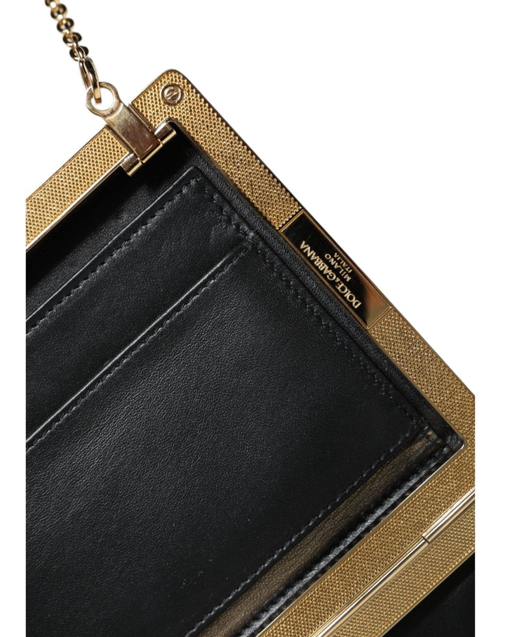 Dolce & Gabbana Brown Leather Frame Clutch Mini Crossbody Bag