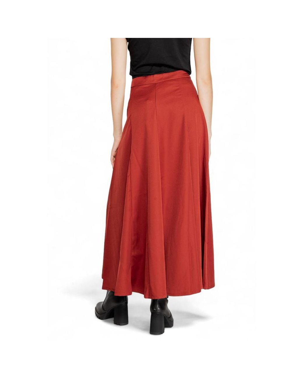 Vero Moda Red Plain Polyester Skirt With Zip And Button Fastening