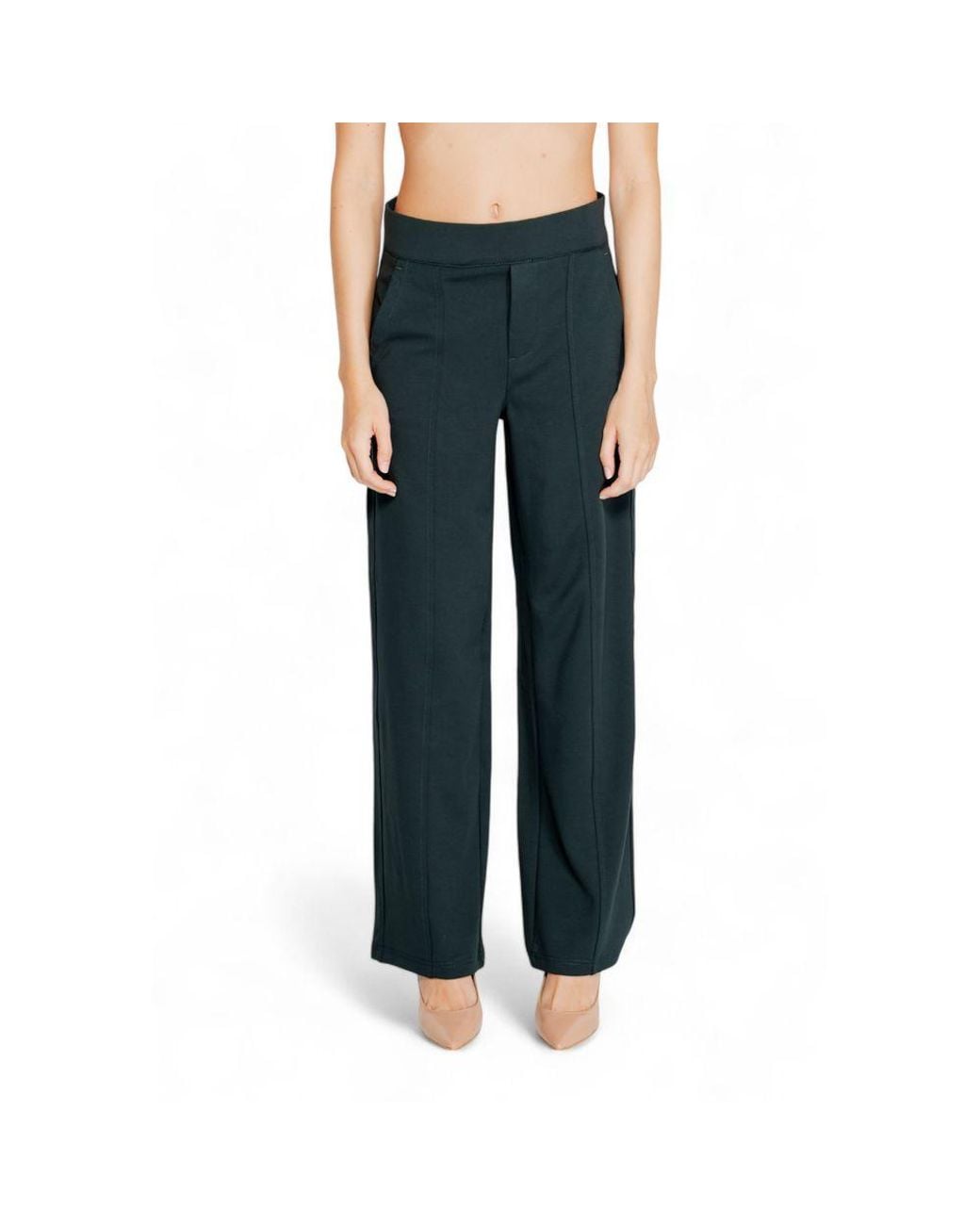 Street One Blue Green Viscose Flared Pants