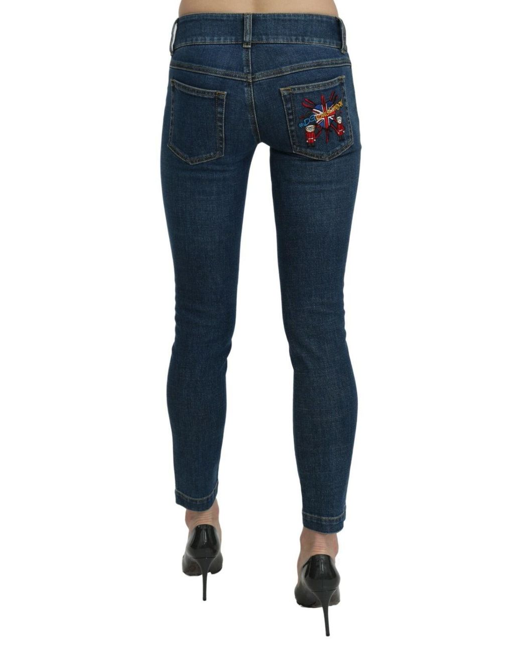 Dolce & Gabbana Blue Slim Fit Cropped Mid Waist Denim Jeans