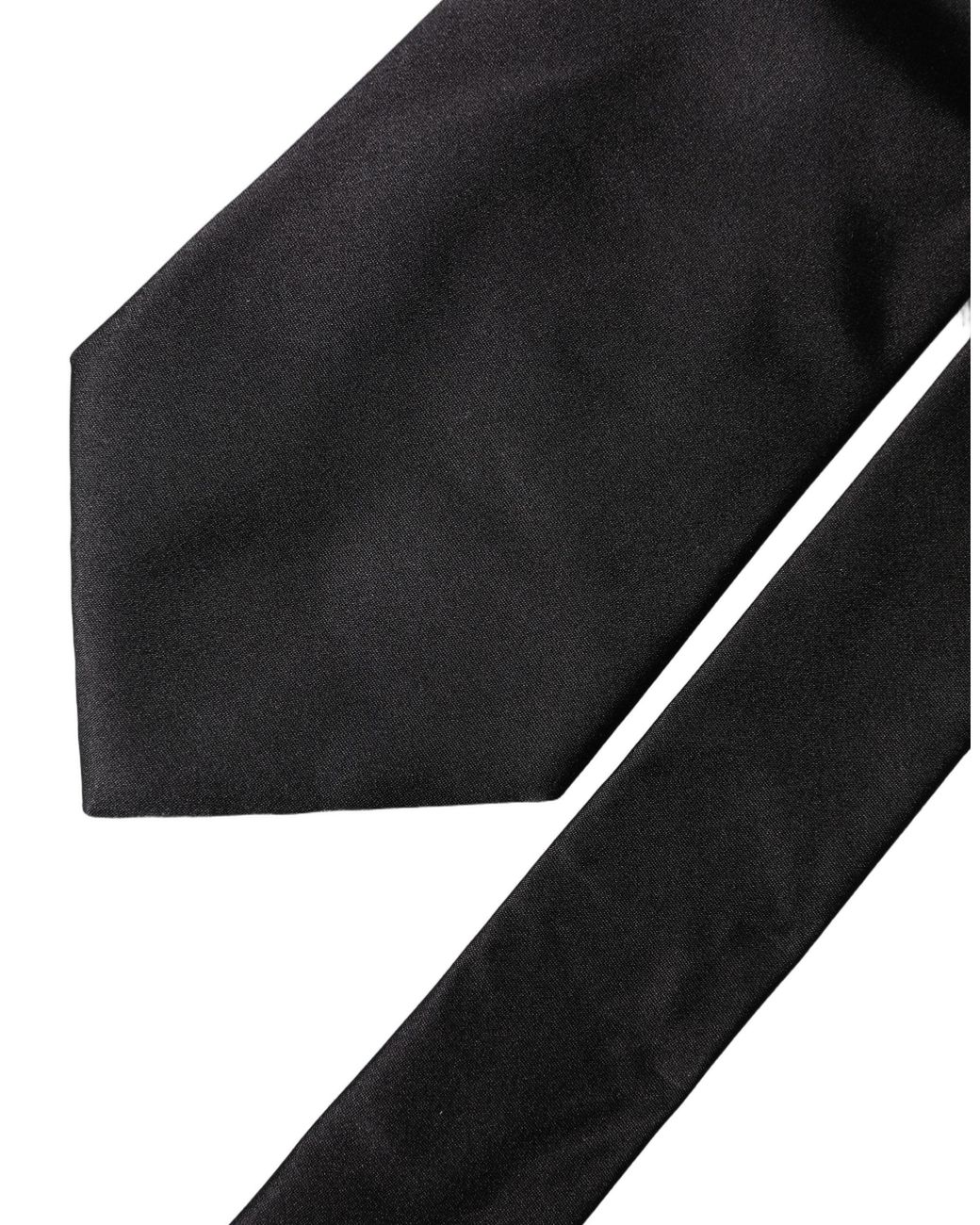 Dolce & Gabbana Black Solid Satin Silk Adjustable Neckwomen's Tie