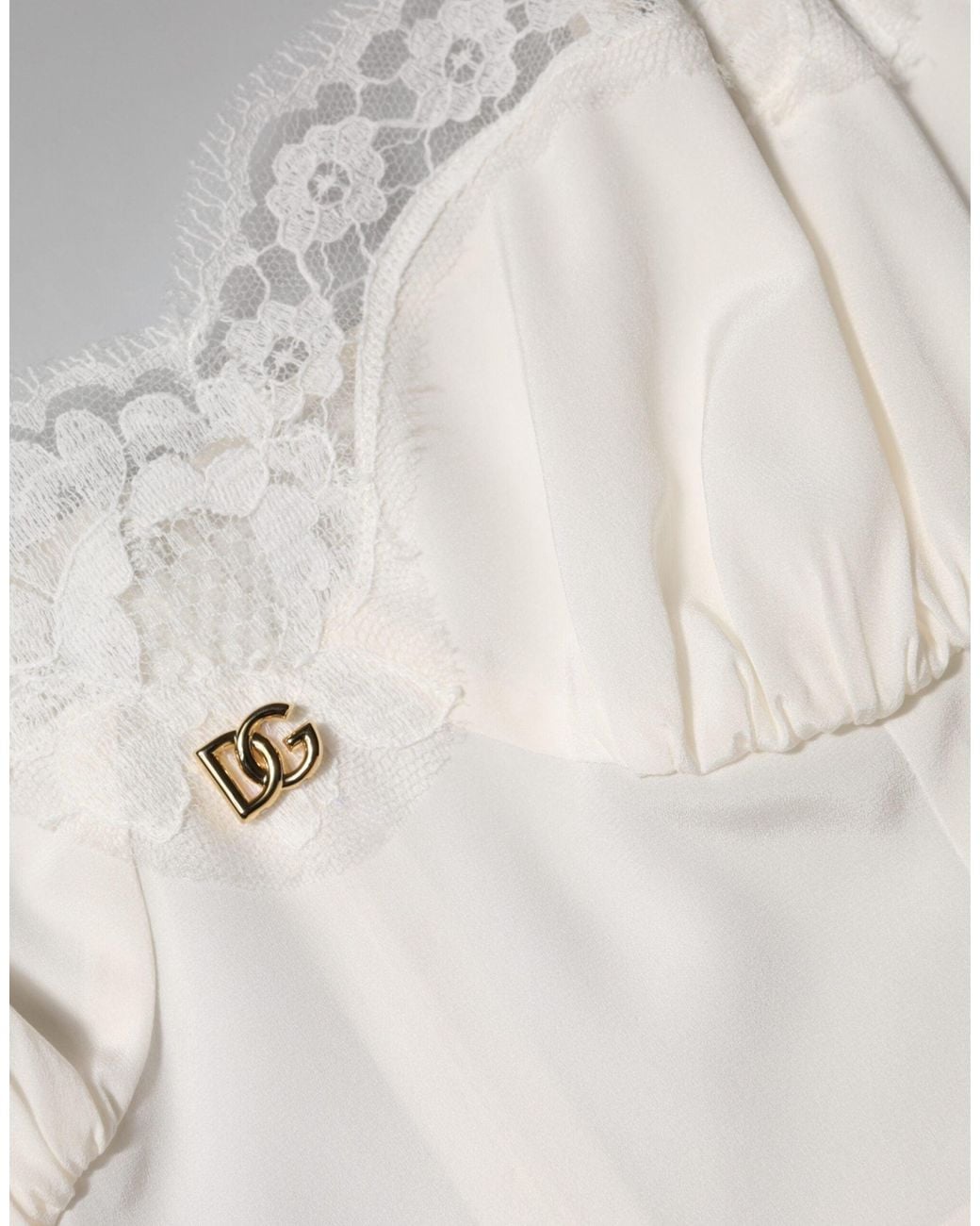 Dolce & Gabbana White Lace Trimmed Slip Dress