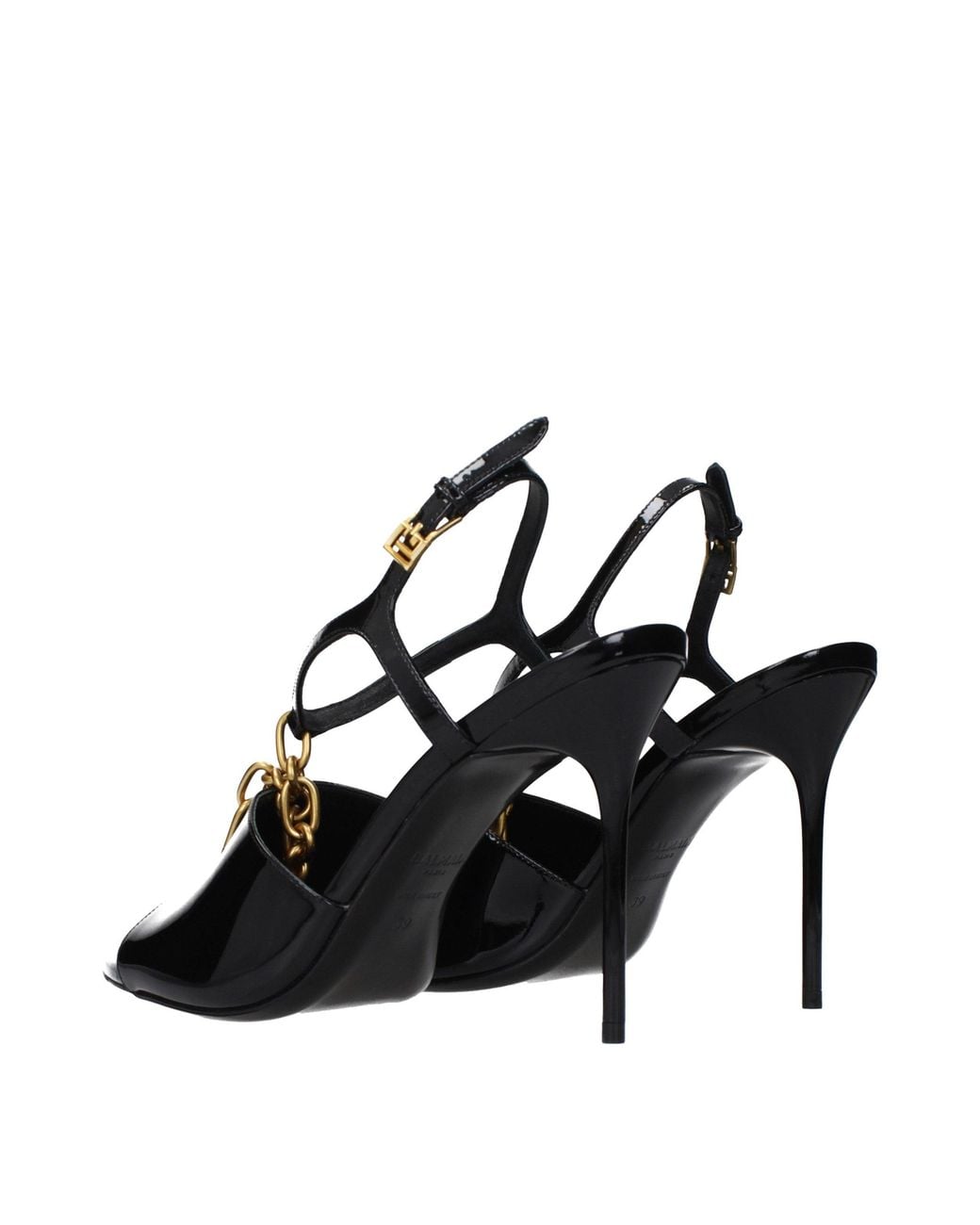 Balmain Black Leather Stiletto Heel Sandals