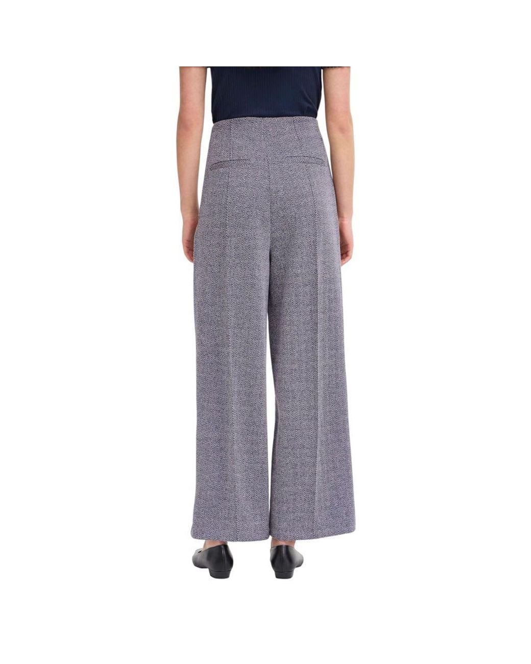 Ichi Gray Blue Polyester Casual Pants