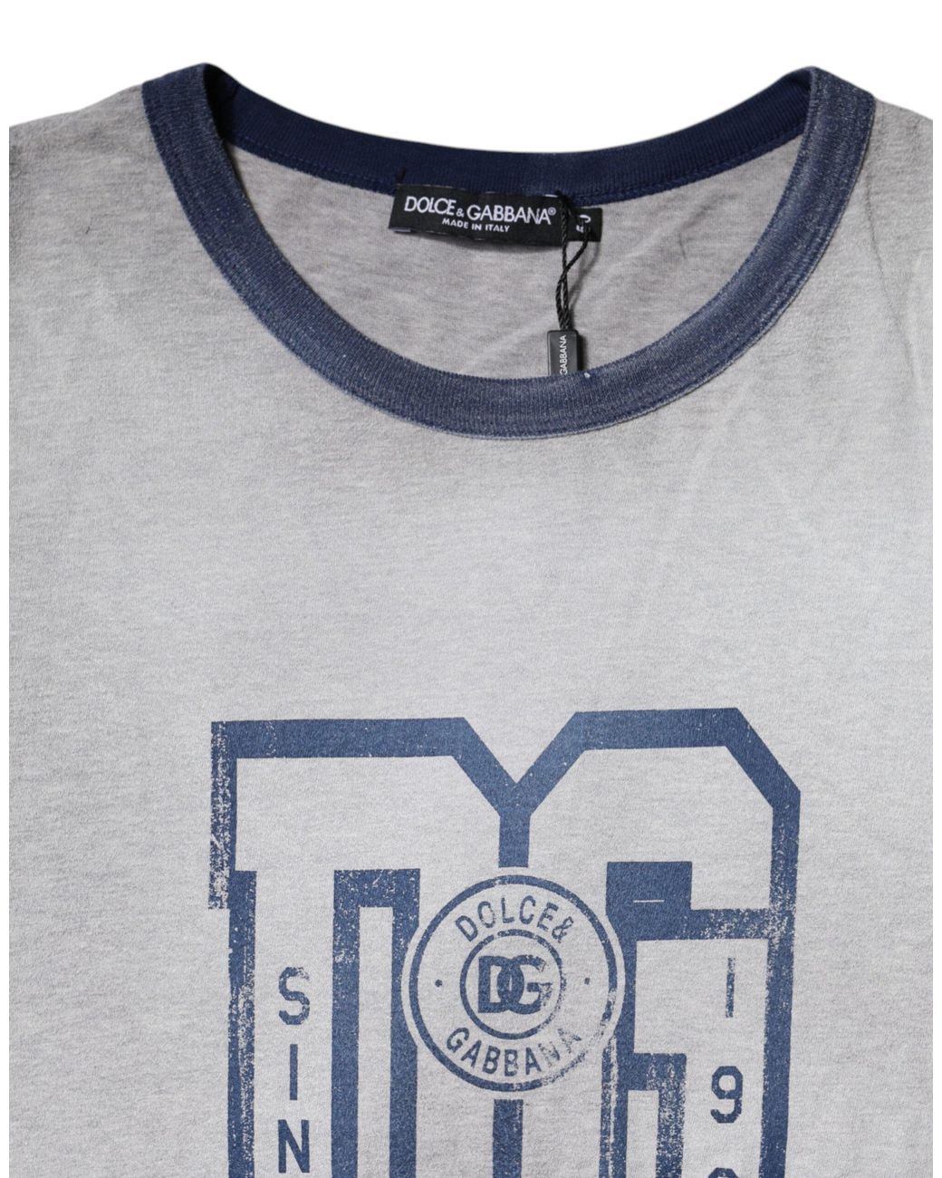 Dolce & Gabbana Gray Crew Neck Tshirt Dg Graphic Tee for men