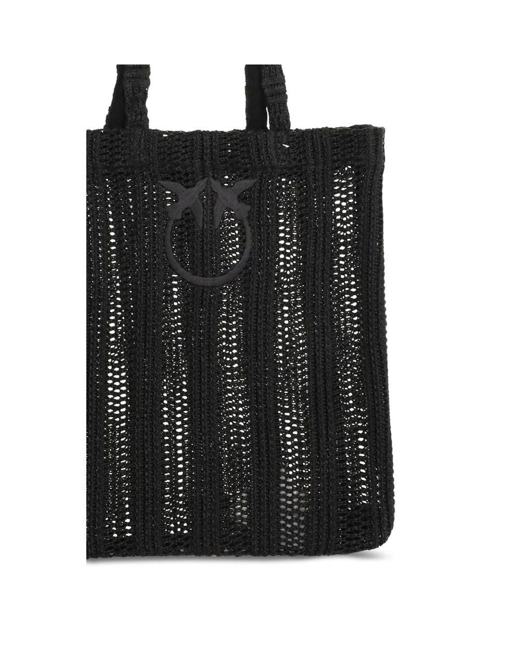 Pinko Black Raffia Shoulder Bag
