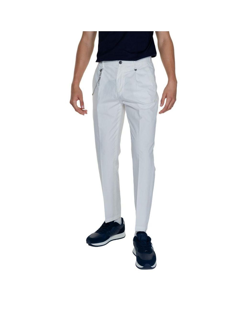 Antony Morato Blue White Cotton Casual Pants for men