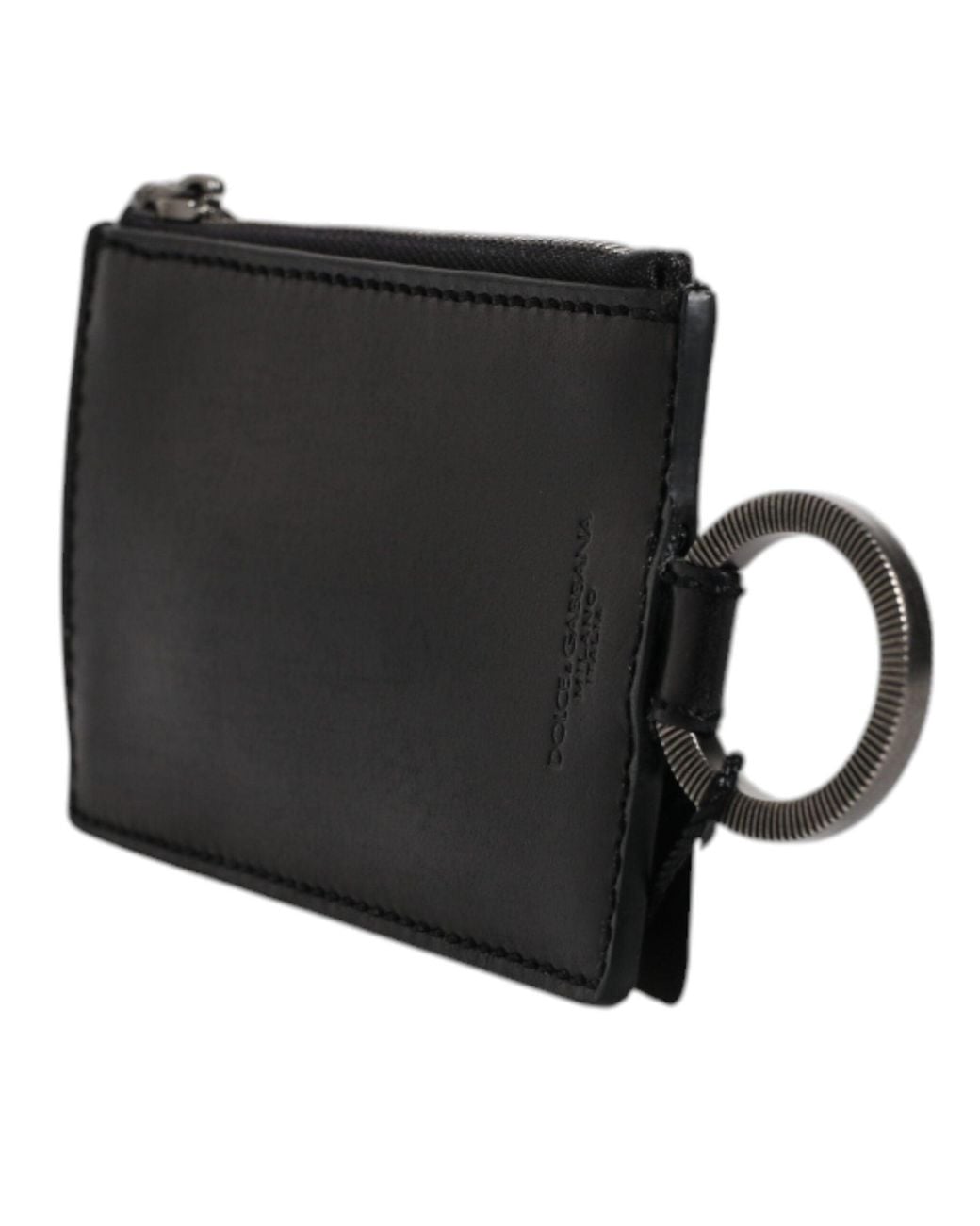 Dolce & Gabbana Black Horse Leather Lanyard Logo Card Holder Wallet for men