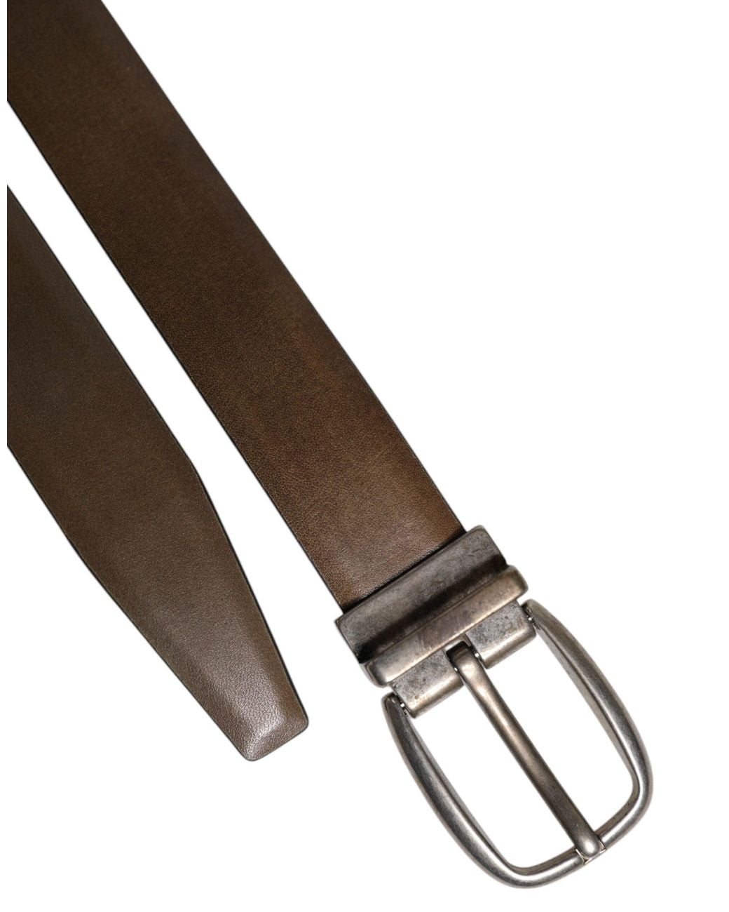 Dolce & Gabbana Brown Leather Belt With Metal Buckle for men