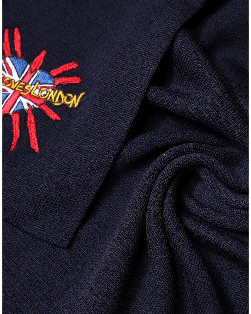 Dolce & Gabbana Blue Wool Dg Loves London Neck Wrap Scarf