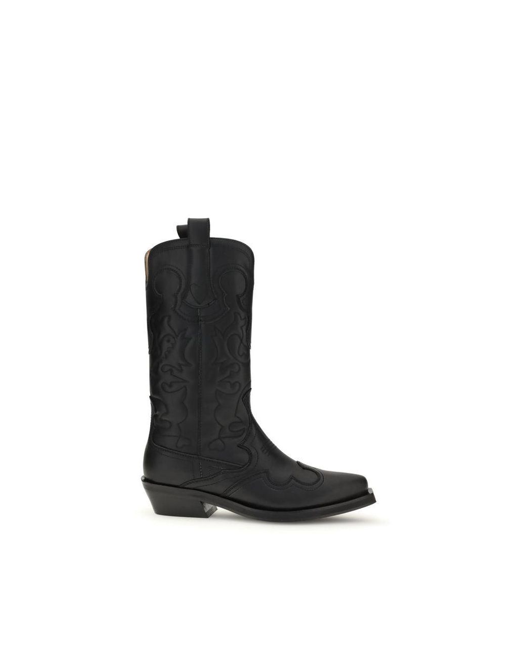 Ganni Black Recycled Leather Lace-Up Boots