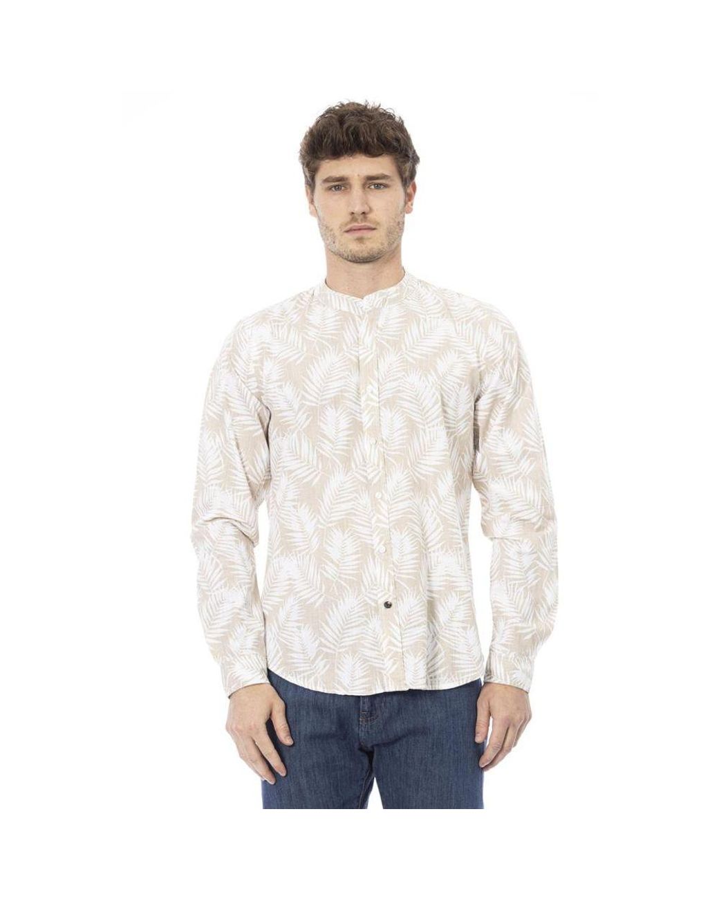 Baldinini White Cotton Long Sleeve T-Shirt for men
