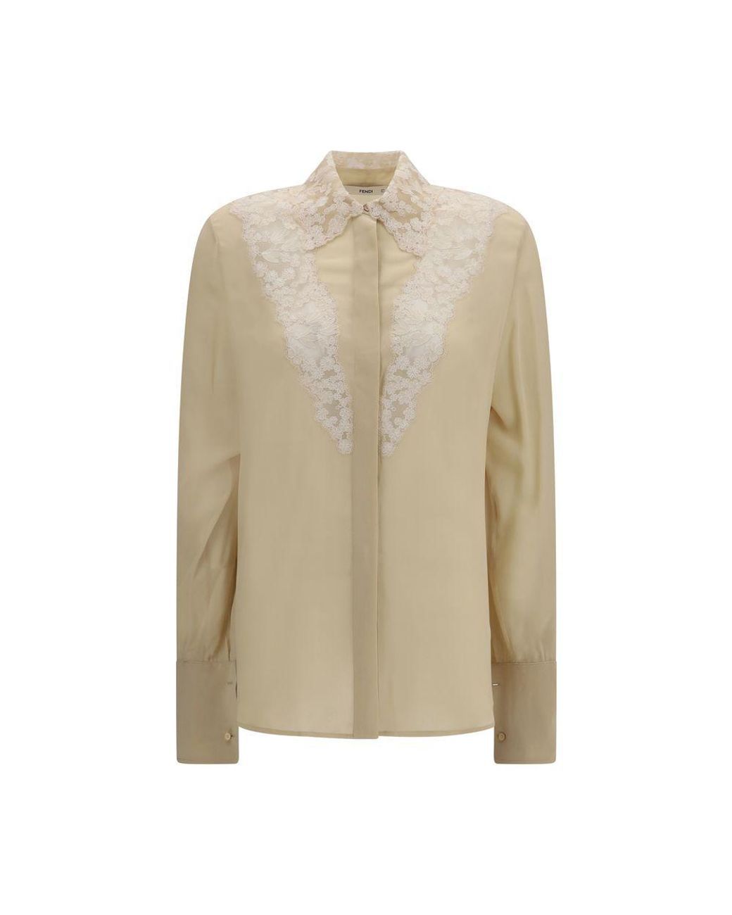 Fendi Natural Beige Silk Dress Shirt