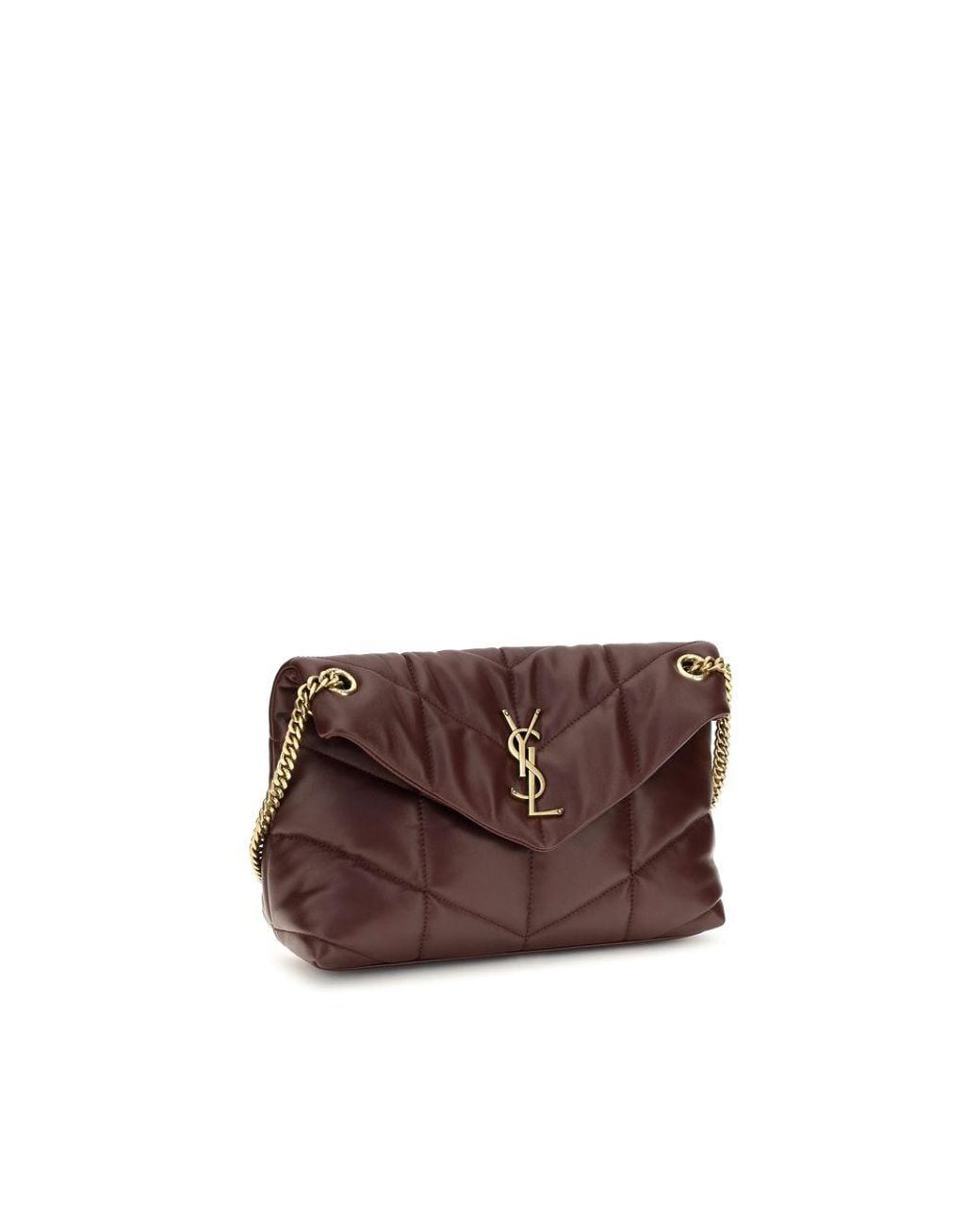 Saint Laurent Brown Bordeaux Lamb Leather Shoulder Bag