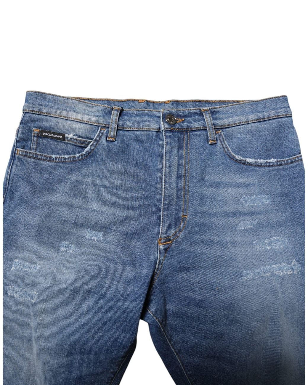 Dolce & Gabbana Blue Distressed Denim Shorts for men