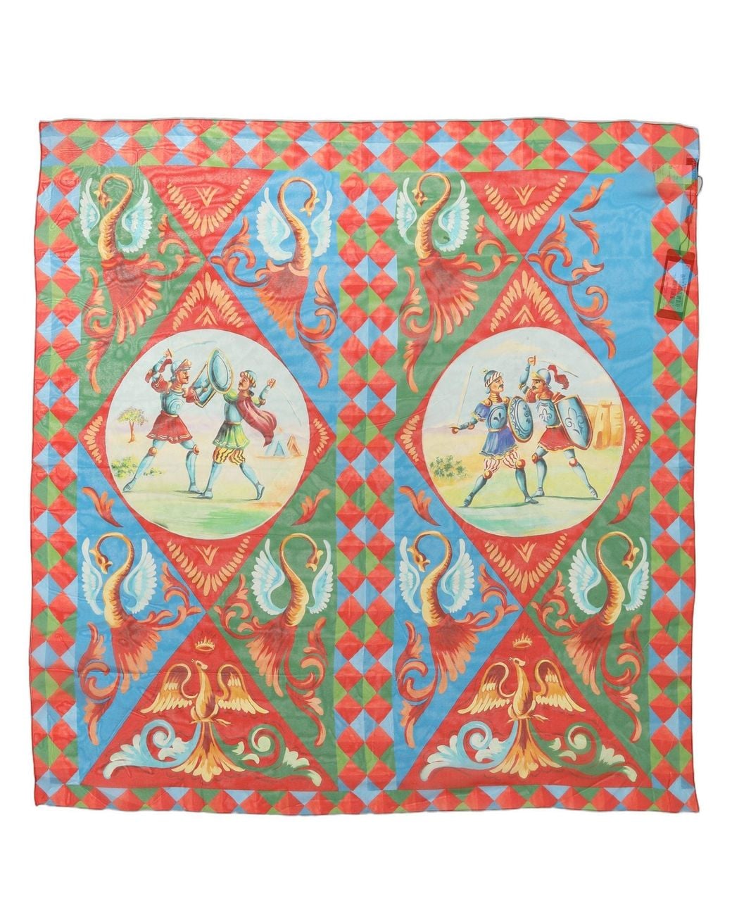Dolce & Gabbana Red Multicolor Silk Printed Square Foulard Scarf