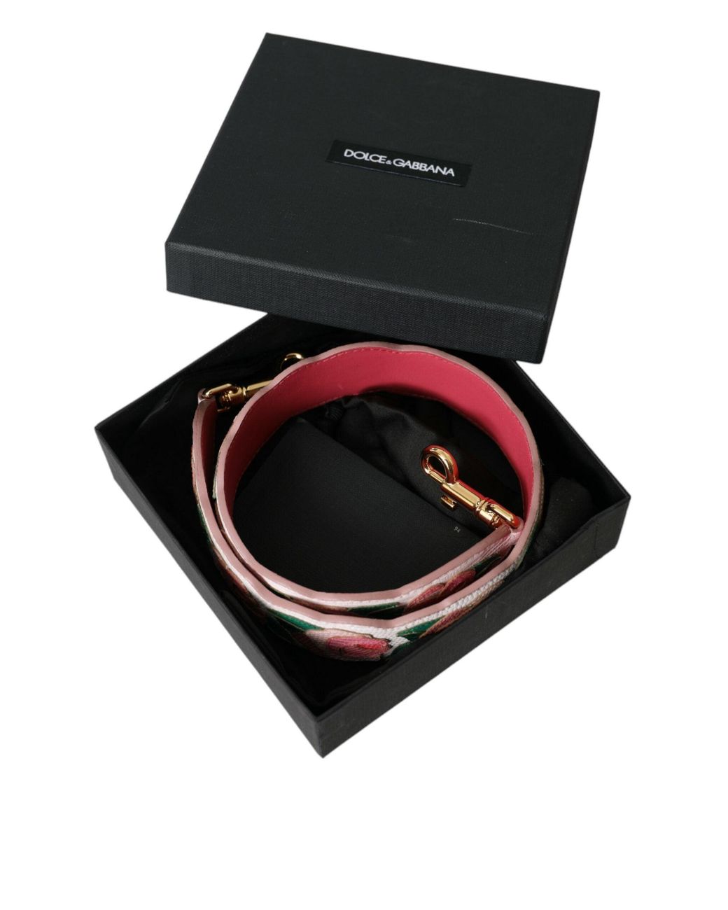 Dolce & Gabbana Pink White Floral Leather Accessory Shoulder Strap
