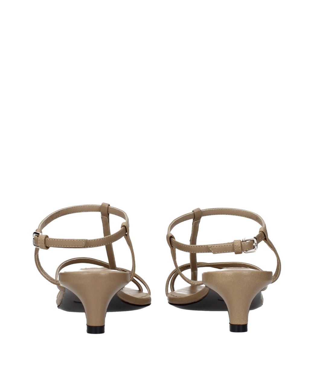 Jil Sander Metallic Beige Leather Flat Sandals