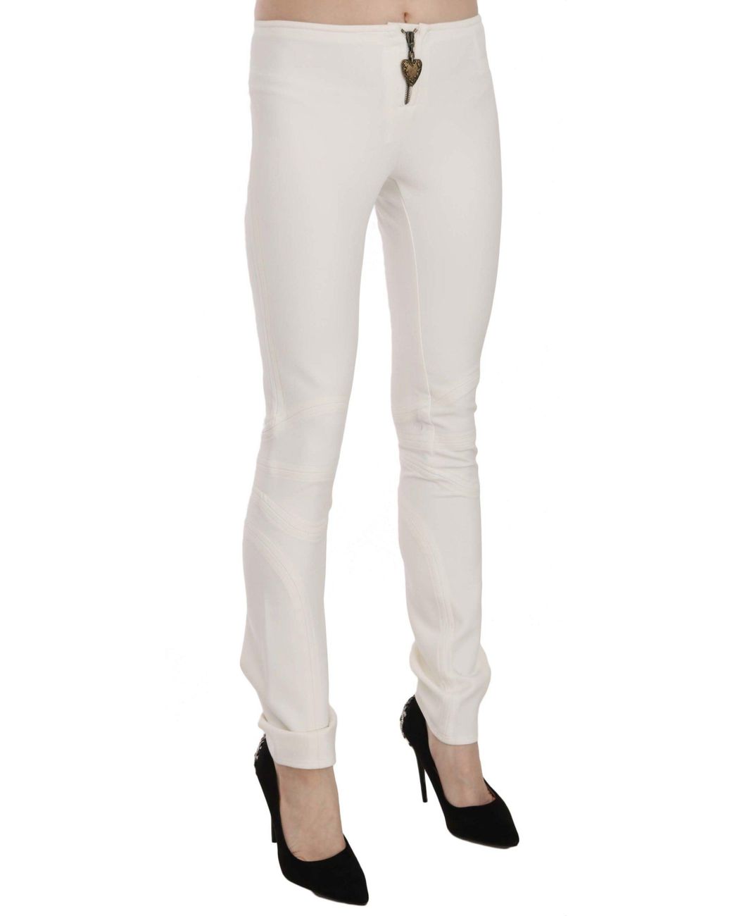 Just Cavalli White Mid Waist Skinny Dress Trousers Pants