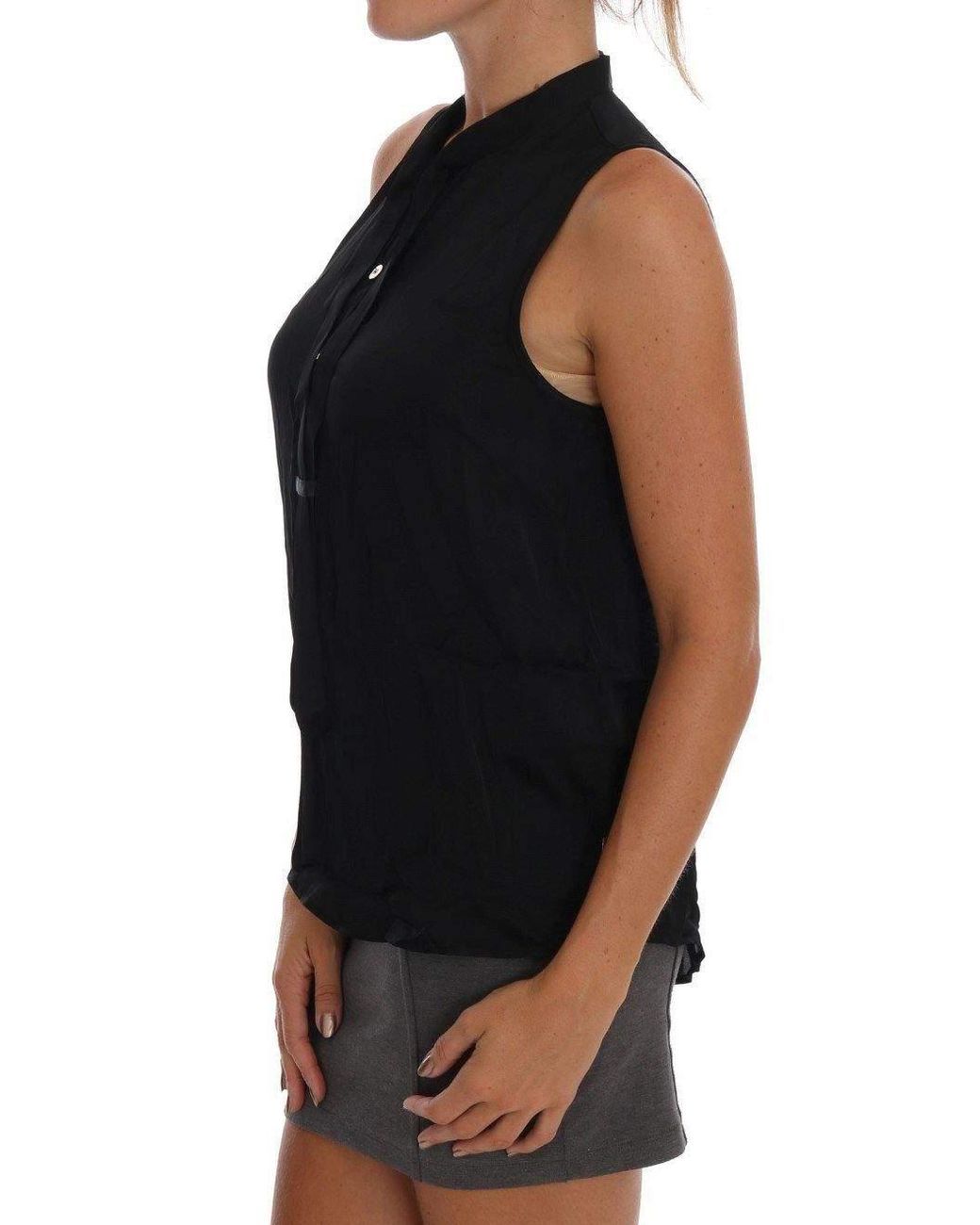 Versace Jeans Black Sleeveless Viscose Blouse Top