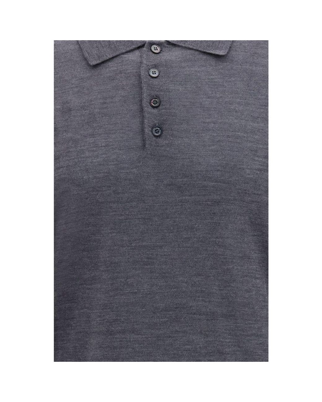 Golden Goose Deluxe Brand Blue Gray Wool Oves Aries Polo Shirt for men
