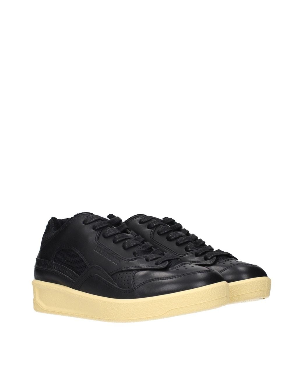 Jil Sander Blue Black Leather Low Top Sneakers