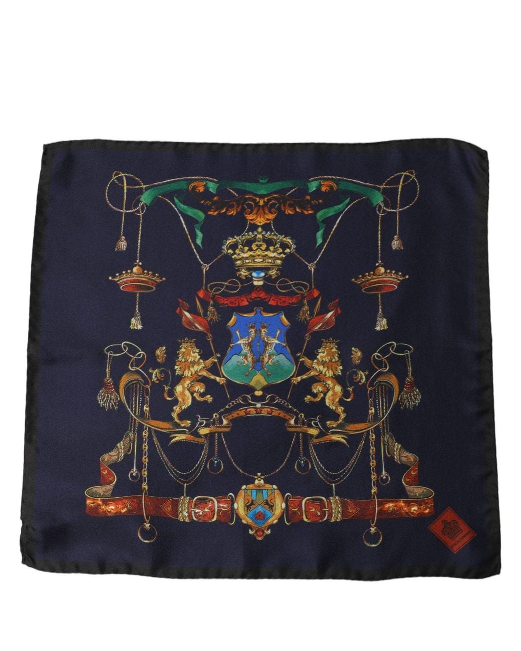 Dolce & Gabbana Navy Blue Heraldic Silk Square Foulard Scarf