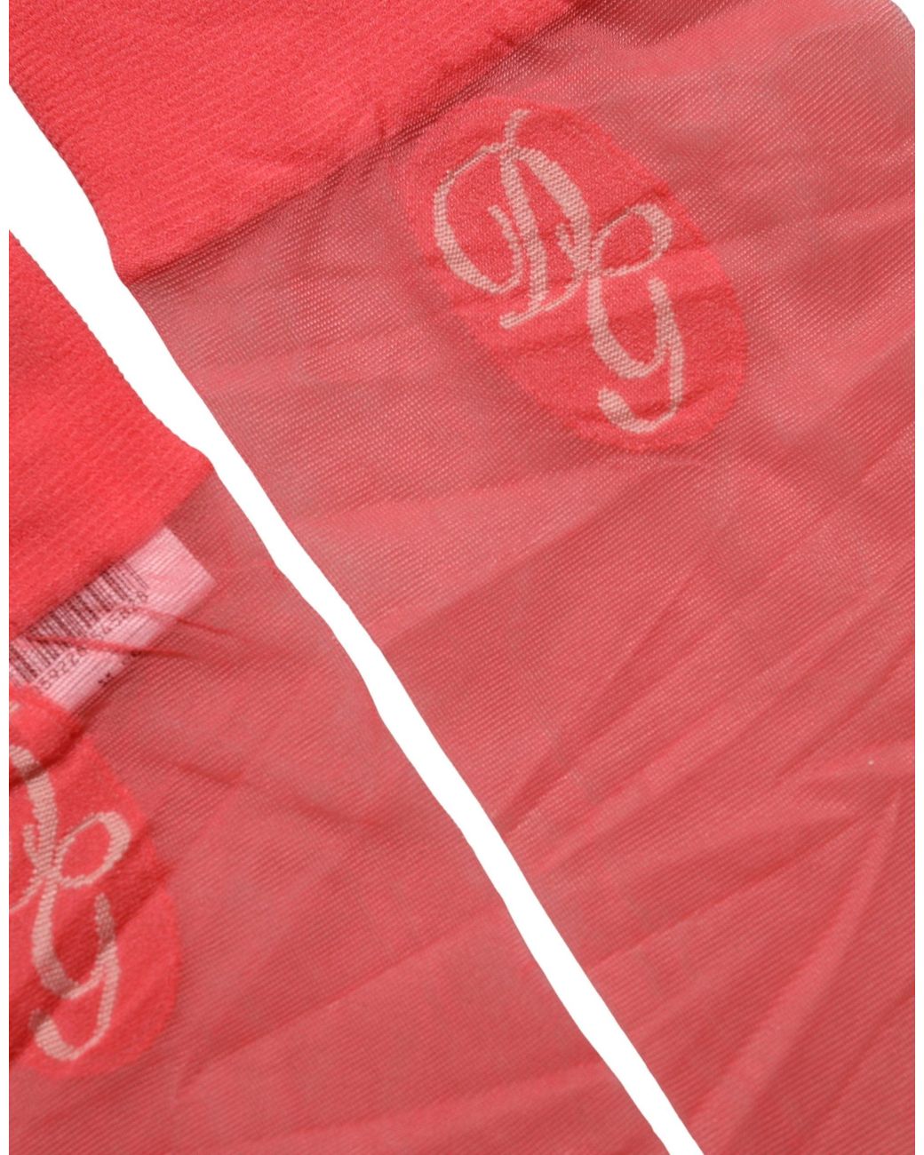 Dolce & Gabbana Red Nylon Mesh Sheer Calf Long Accessory Socks