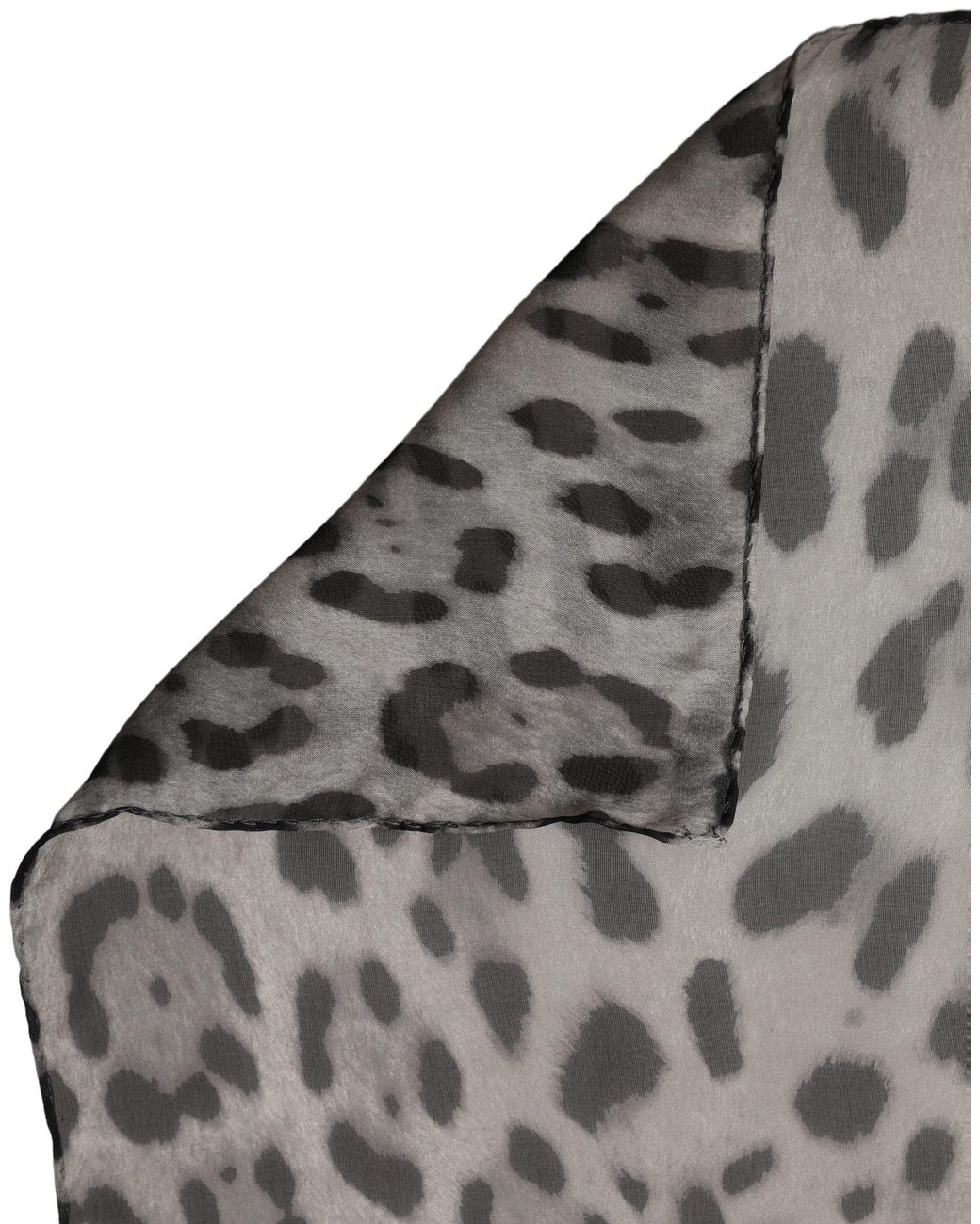 Dolce & Gabbana Gray Leopard Print Silk Square Foulard Scarf