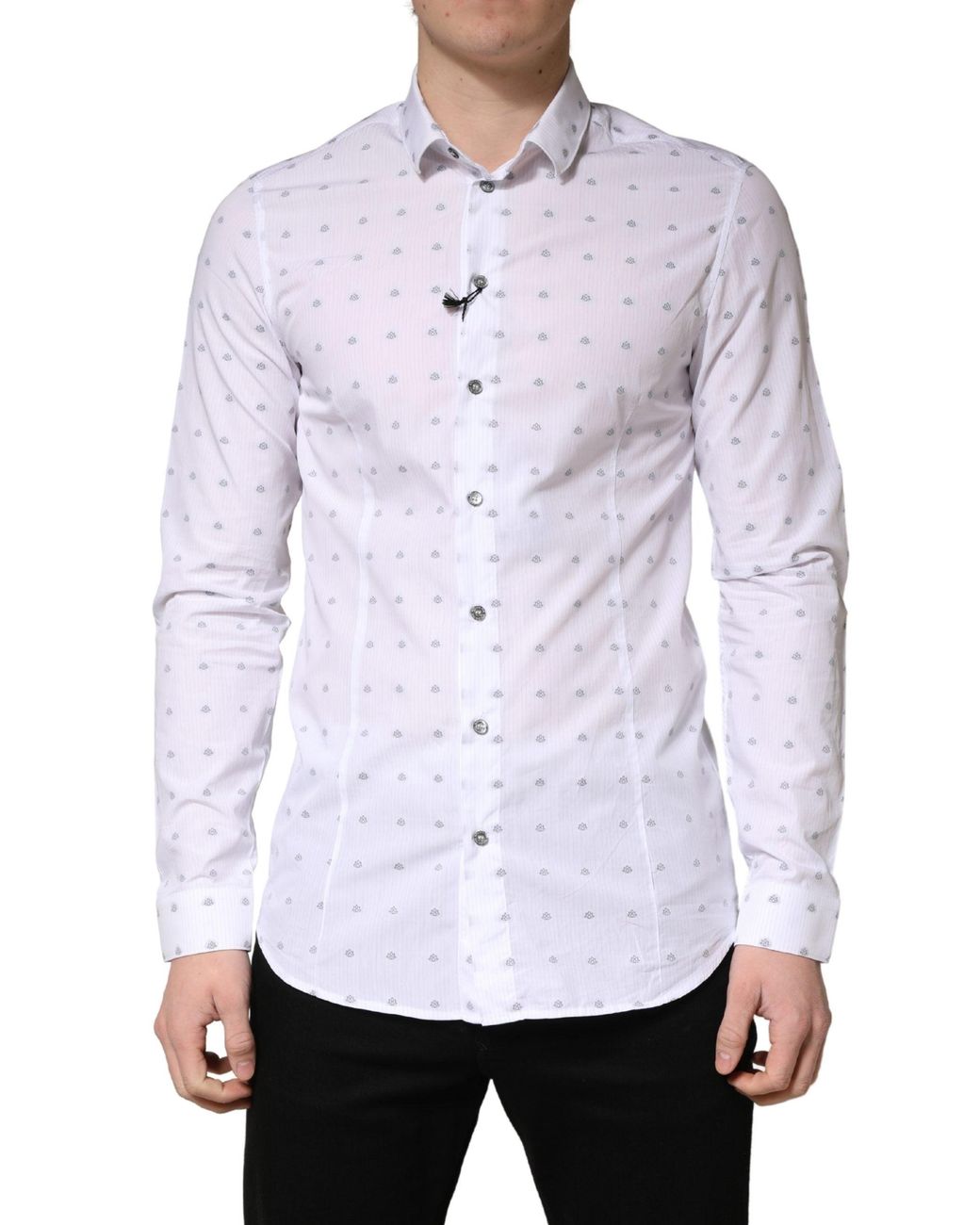 Patrizia Pepe White Cotton Slim Fit Collared Dress Shirt for men