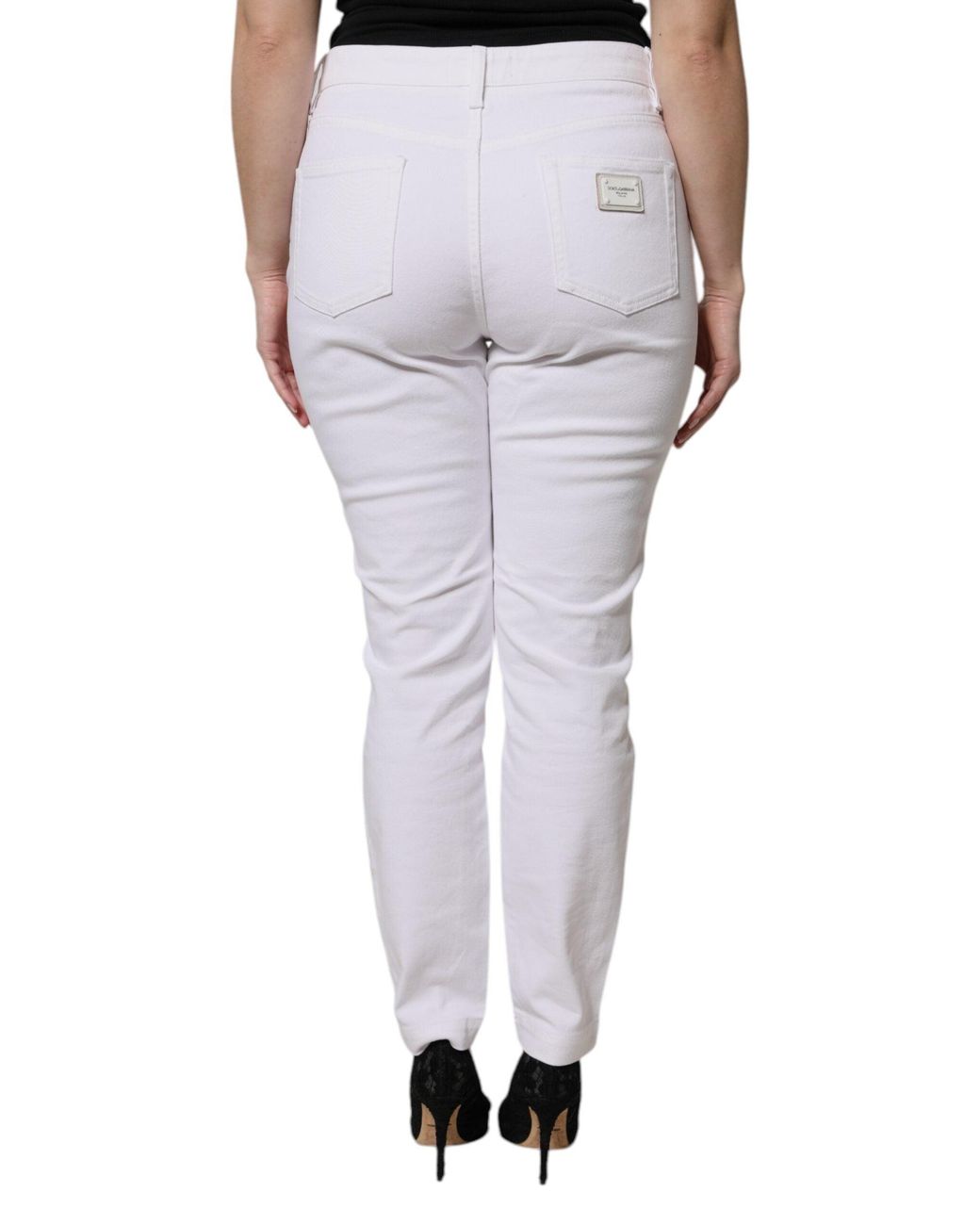 Dolce & Gabbana Gray Cotton Mid Waist Skinny Denim Jeans