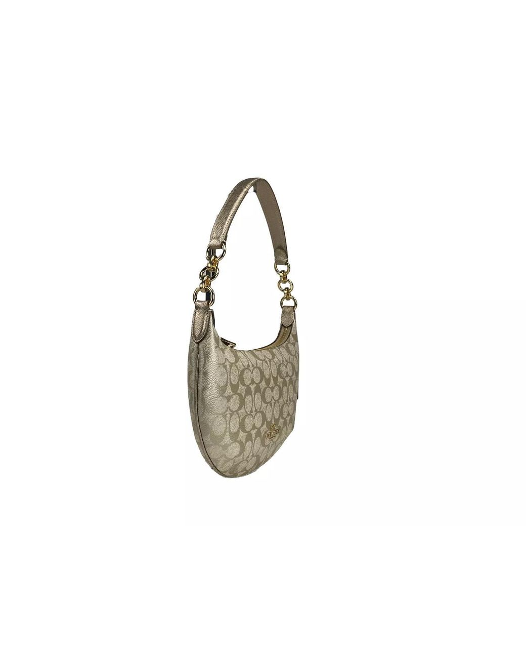 COACH Payton Signature Pvc Leather Shoulder Bag Champagne Gold in
