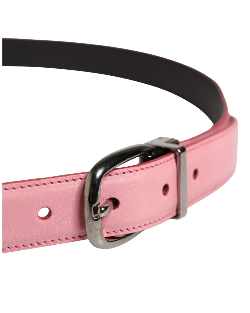 Dolce & Gabbana Pink Classic Leather Metal Buckle Belt Calf for men