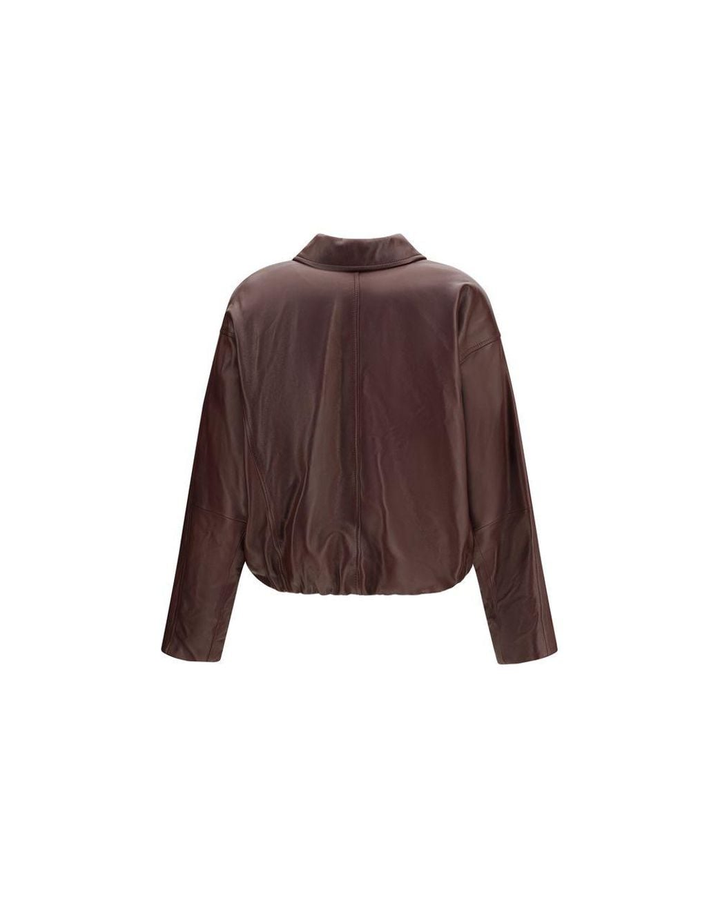 Brunello Cucinelli Brown Bordeaux Lamb Ovis Aries Leather Jacket