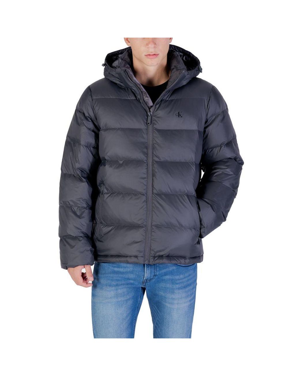 Calvin Klein Blue Gray Polyamide Coat for men