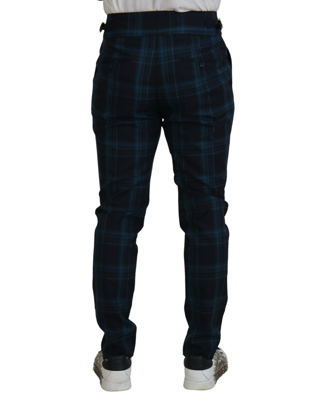 Dolce & Gabbana Blue Plaid Wool Trousers Pants for men