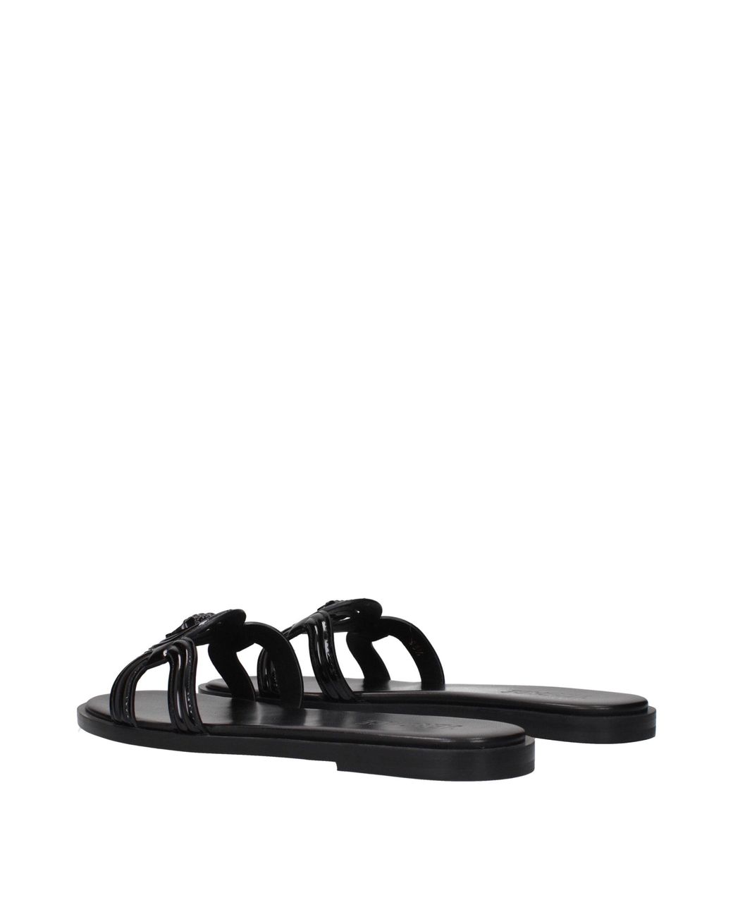 Versace Black Slippers And Clogs Patent