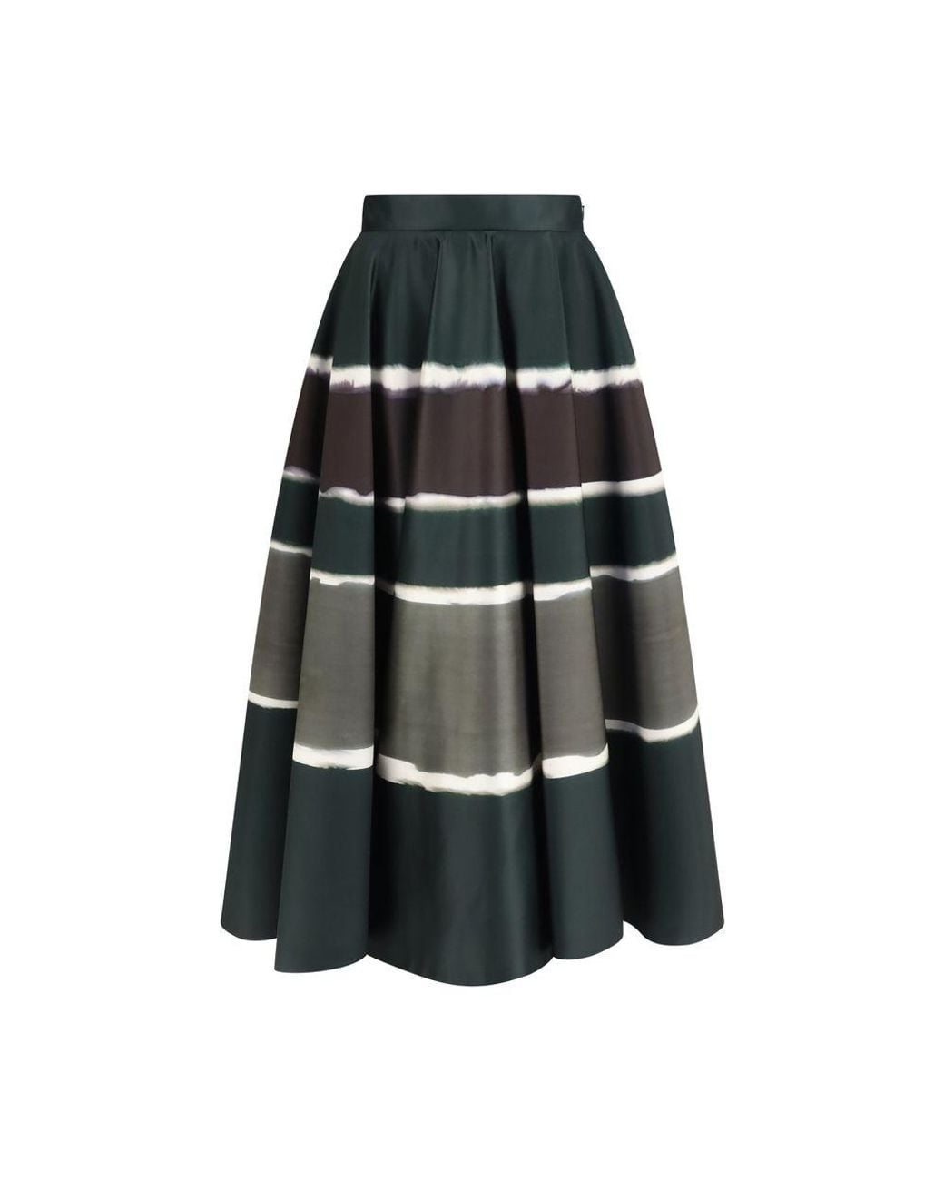 Sara Roka Black Multicolor Polyester Long Skirt