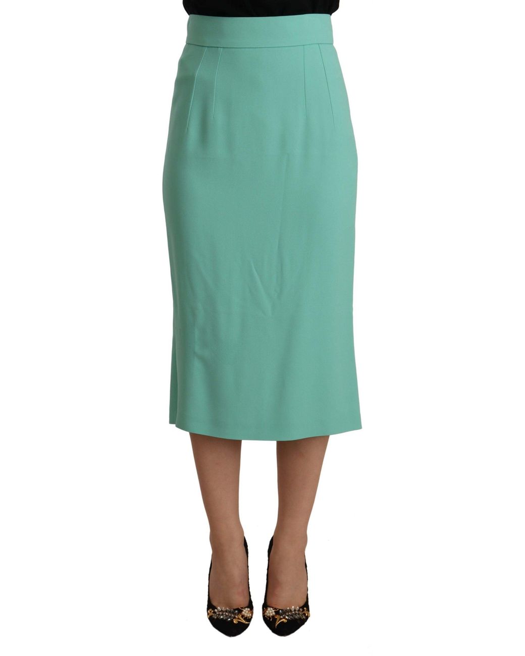 Dolce & Gabbana Green Mint Viscose Pencil Cut Midi Skirt Acetate Elastane