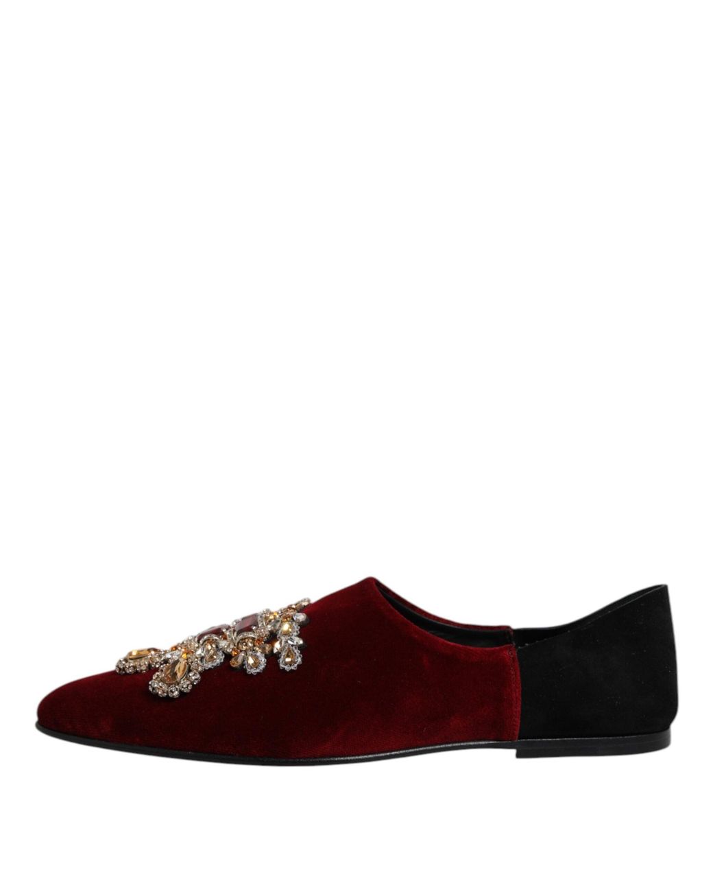 Dolce & Gabbana Brown Black Red Velvet Embellished Slip On Shoes for men